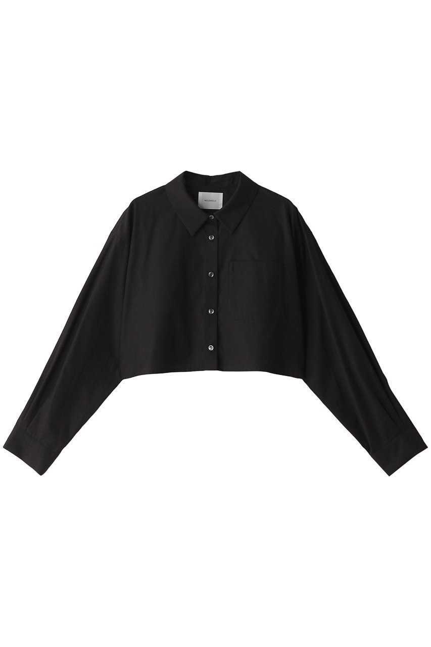 【ミディウミソリッド/MIDIUMISOLID】のcropped wide shirt シャツ インテリア・キッズ・メンズ・レディースファッション・服の通販 founy(ファニー) 　ファッション　Fashion　レディースファッション　Fashion for Women　トップス・カットソー　Cut & Sew Tops　シャツ・ブラウス・オフィスカジュアル　Elegant Blouses & Button-Ups　おすすめ　Recommended / Our Picks　クロップド　Cropped, Short Length　シンプル　Simple, Minimal　スリーブ　Sleeve, Long Sleeve / Short Sleeve　トレンド　Trend, Trending Now　ロング　Long, Long-Length　black|ID: prp329100004607738 ipo3291000000034969609