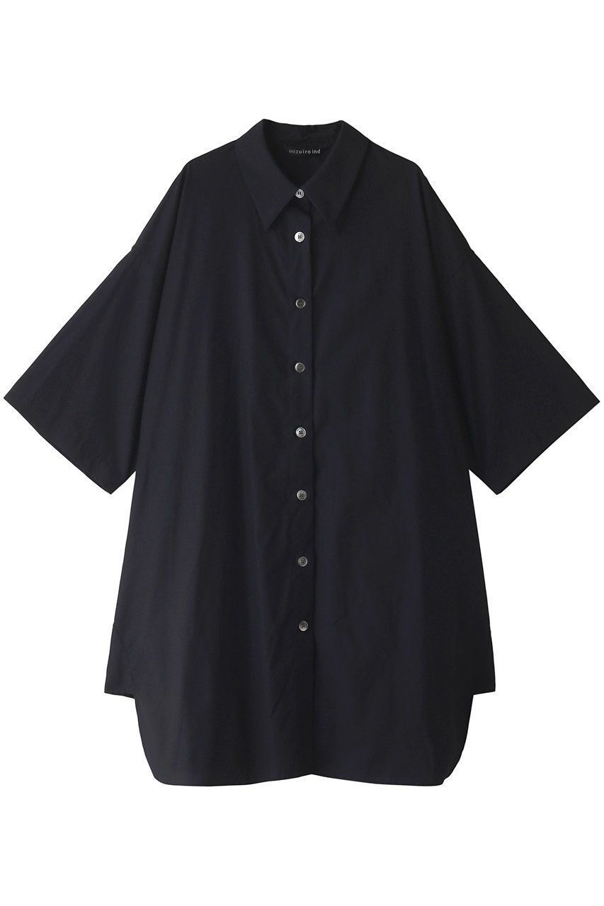 【ミズイロ インド/mizuiro ind】のhalf slv wide shirt OP ワンピース インテリア・キッズ・メンズ・レディースファッション・服の通販 founy(ファニー) 　ファッション　Fashion　レディースファッション　Fashion for Women　ワンピース　Dresses　チュニック　Tunic Tops & Dresses　チュニック　Tunic, Long Top　エレガント 上品　Elegant　半袖　Short Sleeve, Half Sleeve　ネイビー|ID: prp329100004607740 ipo3291000000032902369