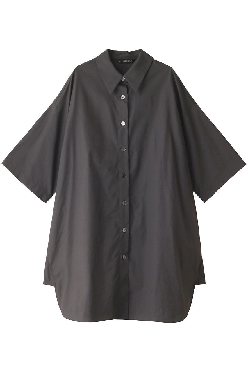 【ミズイロ インド/mizuiro ind】のhalf slv wide shirt OP ワンピース インテリア・キッズ・メンズ・レディースファッション・服の通販 founy(ファニー) 　ファッション　Fashion　レディースファッション　Fashion for Women　ワンピース　Dresses　チュニック　Tunic Tops & Dresses　チュニック　Tunic, Long Top　エレガント 上品　Elegant　半袖　Short Sleeve, Half Sleeve　チャコールグレー|ID: prp329100004607740 ipo3291000000032902371