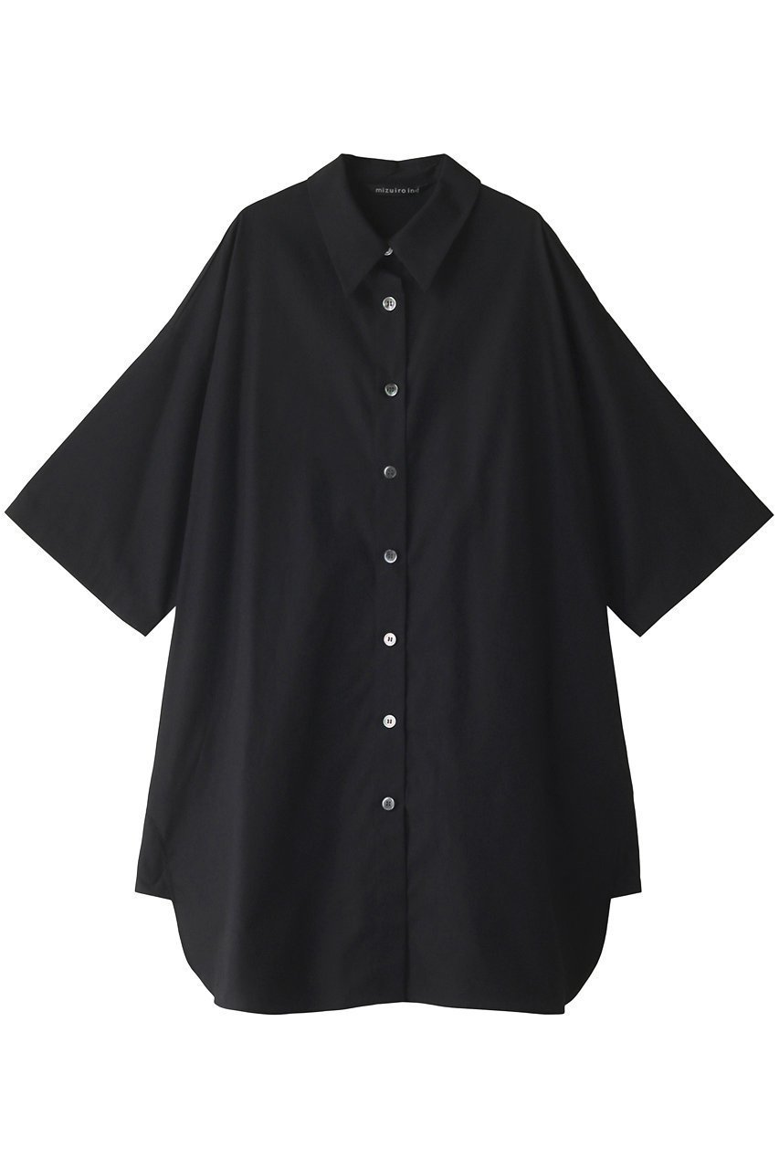 【ミズイロ インド/mizuiro ind】のhalf slv wide shirt OP ワンピース インテリア・キッズ・メンズ・レディースファッション・服の通販 founy(ファニー) 　ファッション　Fashion　レディースファッション　Fashion for Women　ワンピース　Dresses　チュニック　Tunic Tops & Dresses　チュニック　Tunic, Long Top　エレガント 上品　Elegant　半袖　Short Sleeve, Half Sleeve　ブラック|ID: prp329100004607740 ipo3291000000032902374