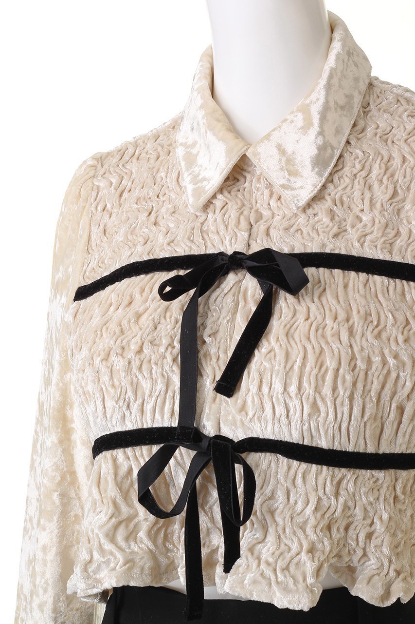 【メゾンスペシャル/MAISON SPECIAL】のShirring Velor Ribbon Blouse/シャーリングベロアリボンブラウス 人気、トレンドファッション・服の通販 founy(ファニー) 　ファッション　Fashion　レディースファッション　Fashion for Women　トップス・カットソー　Cut & Sew Tops　シャツ・ブラウス・オフィスカジュアル　Elegant Blouses & Button-Ups　ベロアトップス　Velour Tops / Velvet-Look Items　おすすめ　Recommended / Our Picks　クラッシュ　Distressed, Crashed Style　シャーリング　Shirring, Ruched　スリーブ　Sleeve, Long Sleeve / Short Sleeve　セットアップ　Set-Up, Coordinated Outfit　ベロア　Velour, Soft Velvet　リボン　Ribbon, Bow　ロング　Long, Long-Length　エレガント 上品　Elegant　今季　This Season, Current Season　other-5|ID: prp329100004607744 ipo3291000000032902679
