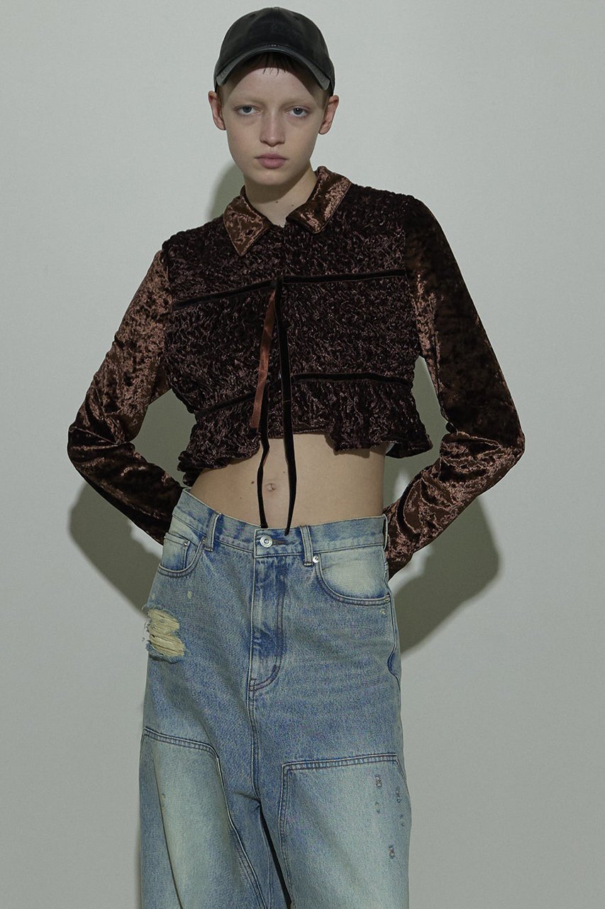 【メゾンスペシャル/MAISON SPECIAL】のShirring Velor Ribbon Blouse/シャーリングベロアリボンブラウス 人気、トレンドファッション・服の通販 founy(ファニー) 　ファッション　Fashion　レディースファッション　Fashion for Women　トップス・カットソー　Cut & Sew Tops　シャツ・ブラウス・オフィスカジュアル　Elegant Blouses & Button-Ups　ベロアトップス　Velour Tops / Velvet-Look Items　おすすめ　Recommended / Our Picks　クラッシュ　Distressed, Crashed Style　シャーリング　Shirring, Ruched　スリーブ　Sleeve, Long Sleeve / Short Sleeve　セットアップ　Set-Up, Coordinated Outfit　ベロア　Velour, Soft Velvet　リボン　Ribbon, Bow　ロング　Long, Long-Length　エレガント 上品　Elegant　今季　This Season, Current Season　other-7|ID: prp329100004607744 ipo3291000000032902683