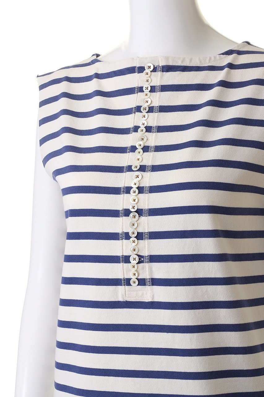 【カレンテージ/CURRENTAGE】のPearly king&Queen sleevelss shirt 人気、トレンドファッション・服の通販 founy(ファニー) 　ファッション　Fashion　レディースファッション　Fashion for Women　トップス・カットソー　Cut & Sew Tops　キャミソール&ノースリーブ　Camisoles & Sleeveless Tops　シャツ・ブラウス・オフィスカジュアル　Elegant Blouses & Button-Ups　ノースリーブ　Sleeveless, No-Sleeve　ビンテージ　Vintage, Retro Style　フロント　Front, Front Design　ボーダー　Border, Stripe　ヴィンテージ　Vintage Style　定番　Standard, Basic Item　other-5|ID: prp329100004607750 ipo3291000000032902863
