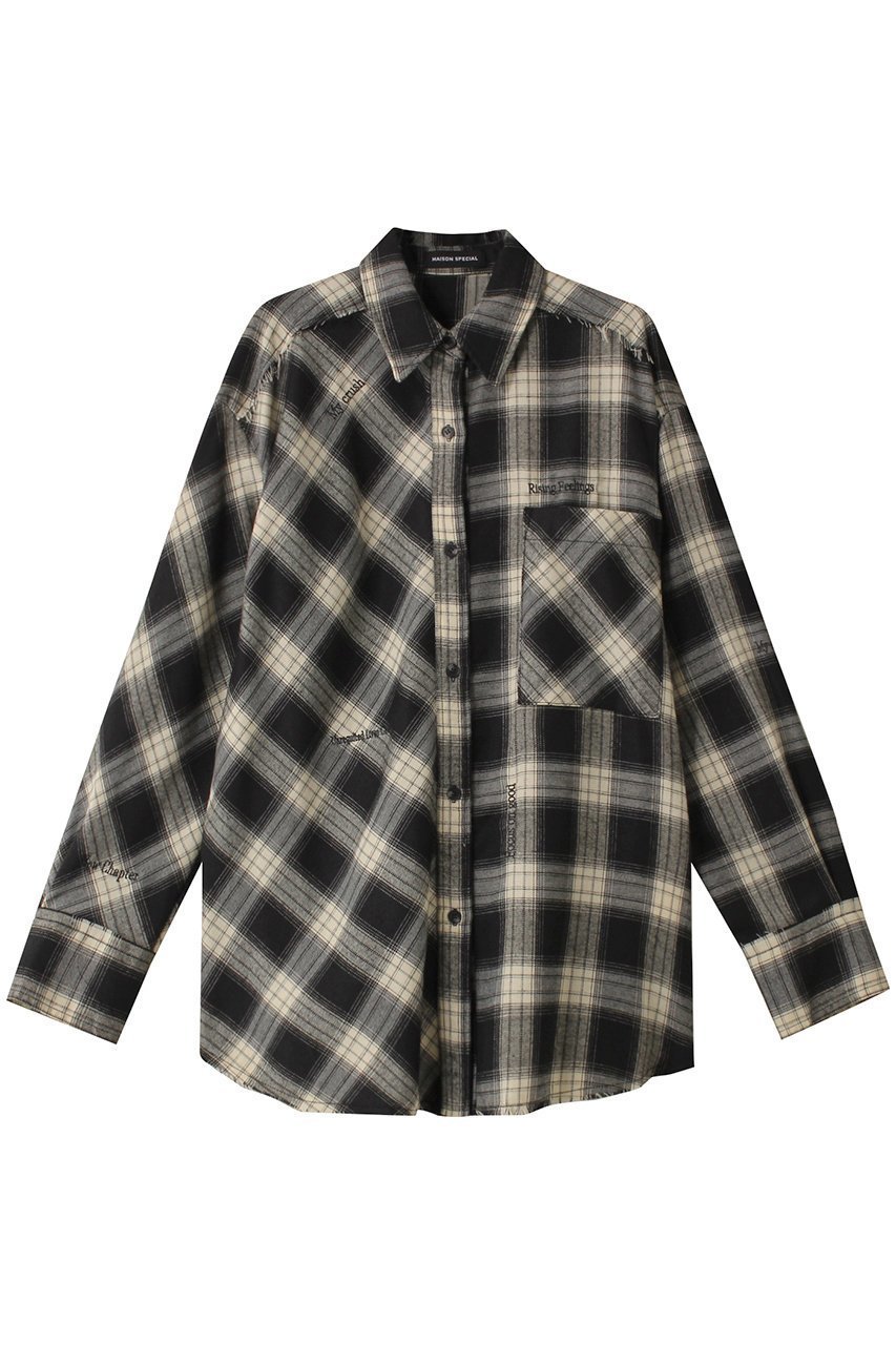 【メゾンスペシャル/MAISON SPECIAL】のRandom Checkered Oversized Shirt/ランダムチェックオーバーシャツ 人気、トレンドファッション・服の通販 founy(ファニー) 　ファッション　Fashion　レディースファッション　Fashion for Women　トップス・カットソー　Cut & Sew Tops　シャツ・ブラウス・オフィスカジュアル　Elegant Blouses & Button-Ups　ヴィンテージ　Vintage Style　スリーブ　Sleeve, Long Sleeve / Short Sleeve　セットアップ　Set-Up, Coordinated Outfit　チェック　Check, Plaid, Tartan　バイアス　Bias, Diagonal Cut　羽織　Haori, Light Jacket　ランダム　Random, Irregular　ロング　Long, Long-Length　ワイド　Wide, Wide Fit　 other-1|ID: prp329100004607754 ipo3291000000032902985