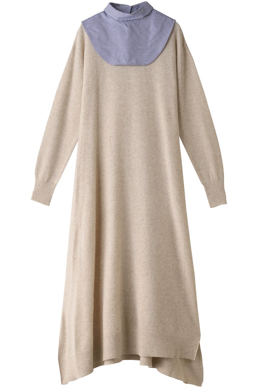 【ランバン オン ブルー/LANVIN en Bleu】のアシンメヘムスリットニットワンピース インテリア・キッズ・メンズ・レディースファッション・服の通販 founy(ファニー) 　ファッション　Fashion　レディースファッション　Fashion for Women　ワンピース　Dresses　ニットワンピース　Knit Dresses　チュニック　Tunic Tops & Dresses　イレギュラーヘム　Irregular Hem　チュニック　Tunic, Long Top　ロング　Long, Long-Length　ベージュ|ID: prp329100004607759 ipo3291000000032903144