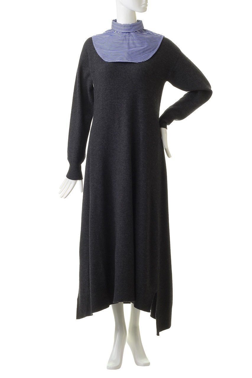 【ランバン オン ブルー/LANVIN en Bleu】のアシンメヘムスリットニットワンピース 人気、トレンドファッション・服の通販 founy(ファニー) 　ファッション　Fashion　レディースファッション　Fashion for Women　ワンピース　Dresses　ニットワンピース　Knit Dresses　チュニック　Tunic Tops & Dresses　イレギュラーヘム　Irregular Hem　チュニック　Tunic, Long Top　ロング　Long, Long-Length　other-2|ID: prp329100004607759 ipo3291000000032903151
