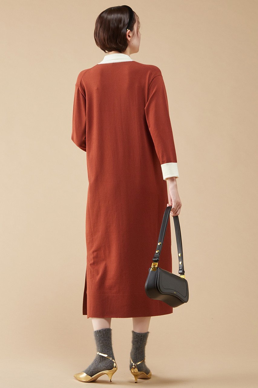 【マルティニーク/martinique】のクレリックニットドレス 人気、トレンドファッション・服の通販 founy(ファニー) 　ファッション　Fashion　レディースファッション　Fashion for Women　ワンピース　Dresses　フォーマル・パーティードレス・結婚式用ドレス　Elegant & Casual Dresses　チュニック　Tunic Tops & Dresses　ストレート　Straight, Straight Cut　チュニック　Tunic, Long Top　ドレス　Dress, One-Piece　パール　Pearl, Pearl Accent　other-2|ID: prp329100004607760 ipo3291000000032903172