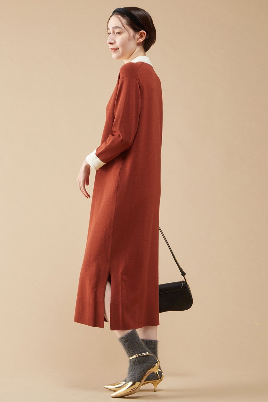 【マルティニーク/martinique】のクレリックニットドレス 人気、トレンドファッション・服の通販 founy(ファニー) 　ファッション　Fashion　レディースファッション　Fashion for Women　ワンピース　Dresses　フォーマル・パーティードレス・結婚式用ドレス　Elegant & Casual Dresses　チュニック　Tunic Tops & Dresses　ストレート　Straight, Straight Cut　チュニック　Tunic, Long Top　ドレス　Dress, One-Piece　パール　Pearl, Pearl Accent　other-3|ID: prp329100004607760 ipo3291000000032903175