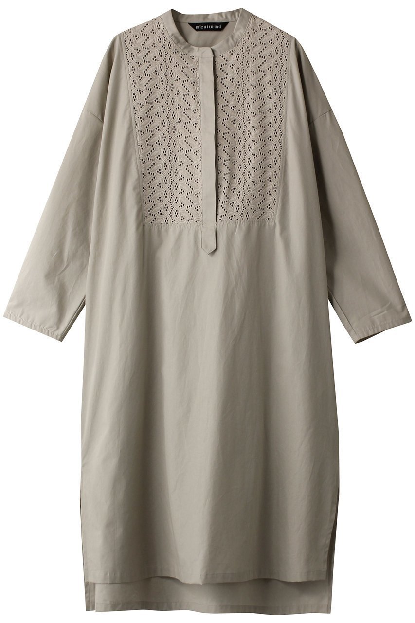 【ミズイロ インド/mizuiro ind】のlace combi shirt OP ワンピース インテリア・キッズ・メンズ・レディースファッション・服の通販 founy(ファニー) 　ファッション　Fashion　レディースファッション　Fashion for Women　ワンピース　Dresses　チュニック　Tunic Tops & Dresses　スリット　Slit, Slit Detail　チュニック　Tunic, Long Top　レース　Lace, Lace Fabric　ロング　Long, Long-Length　ベージュ|ID: prp329100004607764 ipo3291000000032903454