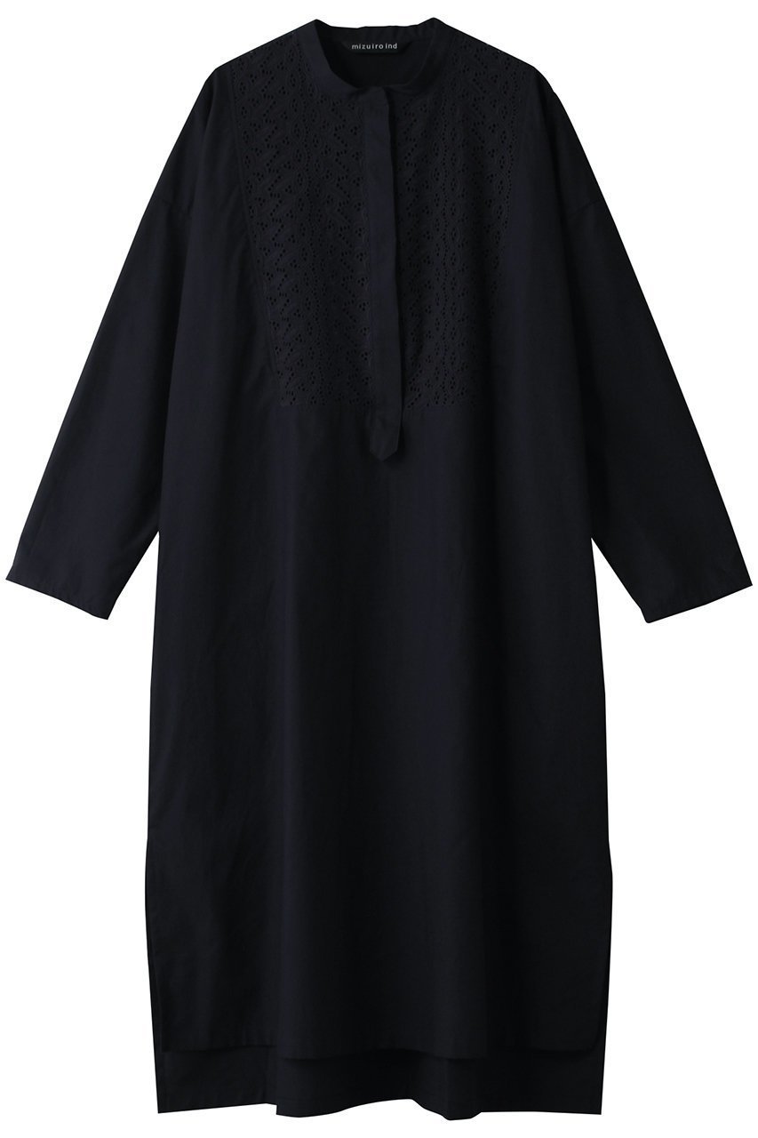 【ミズイロ インド/mizuiro ind】のlace combi shirt OP ワンピース インテリア・キッズ・メンズ・レディースファッション・服の通販 founy(ファニー) 　ファッション　Fashion　レディースファッション　Fashion for Women　ワンピース　Dresses　チュニック　Tunic Tops & Dresses　スリット　Slit, Slit Detail　チュニック　Tunic, Long Top　レース　Lace, Lace Fabric　ロング　Long, Long-Length　ネイビー|ID: prp329100004607764 ipo3291000000032903455