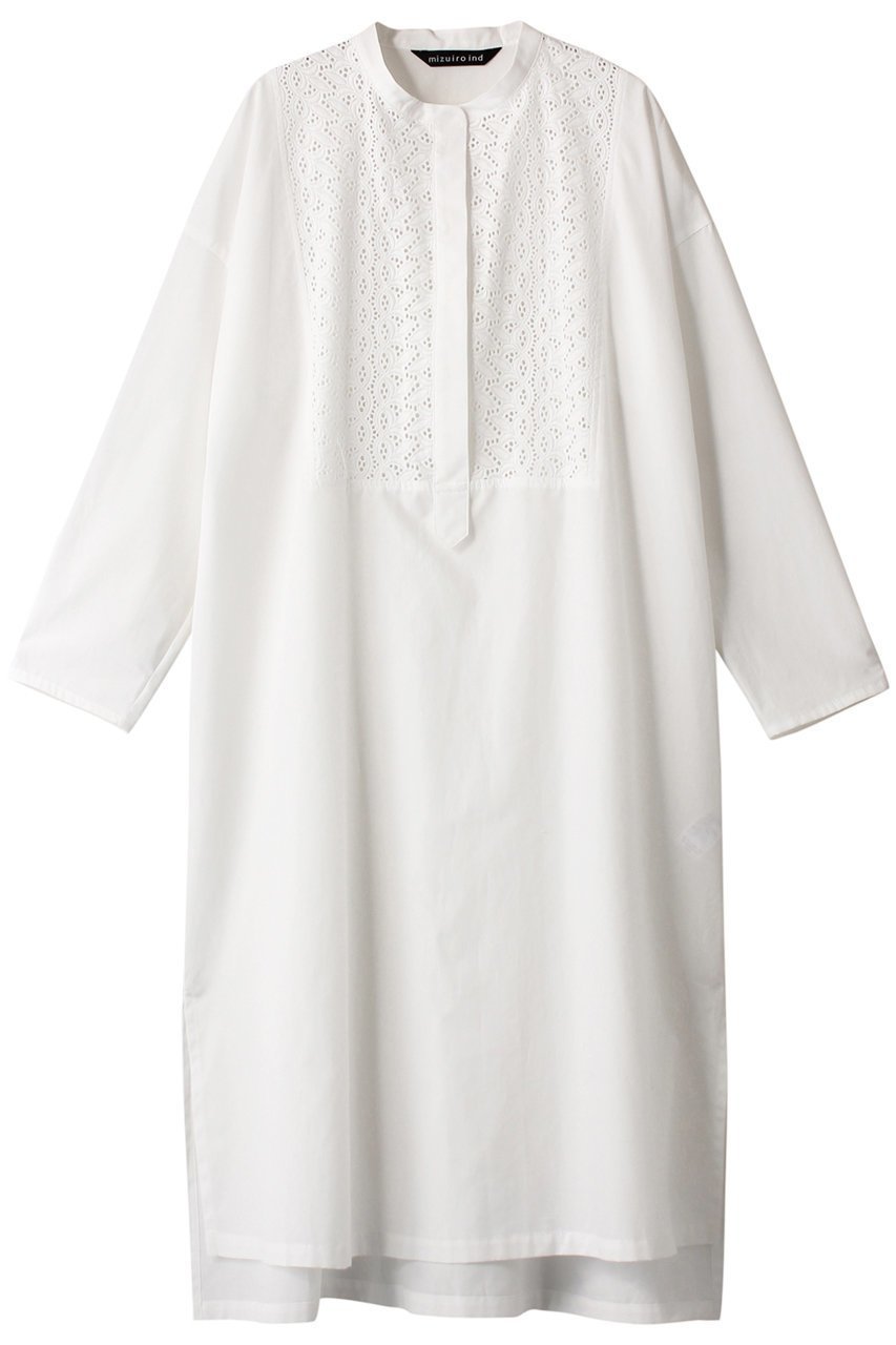 【ミズイロ インド/mizuiro ind】のlace combi shirt OP ワンピース インテリア・キッズ・メンズ・レディースファッション・服の通販 founy(ファニー) 　ファッション　Fashion　レディースファッション　Fashion for Women　ワンピース　Dresses　チュニック　Tunic Tops & Dresses　スリット　Slit, Slit Detail　チュニック　Tunic, Long Top　レース　Lace, Lace Fabric　ロング　Long, Long-Length　オフホワイト|ID: prp329100004607764 ipo3291000000032903458