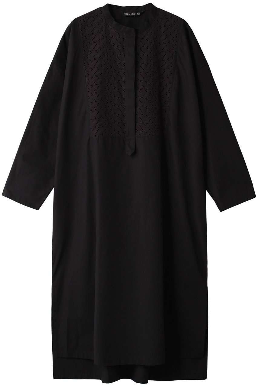 【ミズイロ インド/mizuiro ind】のlace combi shirt OP ワンピース インテリア・キッズ・メンズ・レディースファッション・服の通販 founy(ファニー) 　ファッション　Fashion　レディースファッション　Fashion for Women　ワンピース　Dresses　チュニック　Tunic Tops & Dresses　スリット　Slit, Slit Detail　チュニック　Tunic, Long Top　レース　Lace, Lace Fabric　ロング　Long, Long-Length　ブラック|ID: prp329100004607764 ipo3291000000032903462