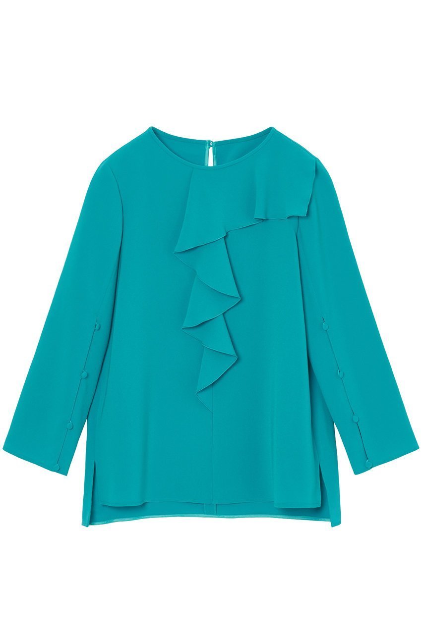 【アナイ/ANAYI】のストレッチクロスアシメフリルブラウス 人気、トレンドファッション・服の通販 founy(ファニー) 　ファッション　Fashion　レディースファッション　Fashion for Women　トップス・カットソー　Cut & Sew Tops　シャツ・ブラウス・オフィスカジュアル　Elegant Blouses & Button-Ups　おすすめ　Recommended / Our Picks　エレガント 上品　Elegant　ストレッチ　Stretch, Stretchy Fabric　スリット　Slit, Slit Detail　スリーブ　Sleeve, Long Sleeve / Short Sleeve　セットアップ　Set-Up, Coordinated Outfit　ダブル　Double, Double-Breasted　ロング　Long, Long-Length　再入荷　Restock / Back in Stock　 other-1|ID: prp329100004607781 ipo3291000000035053961