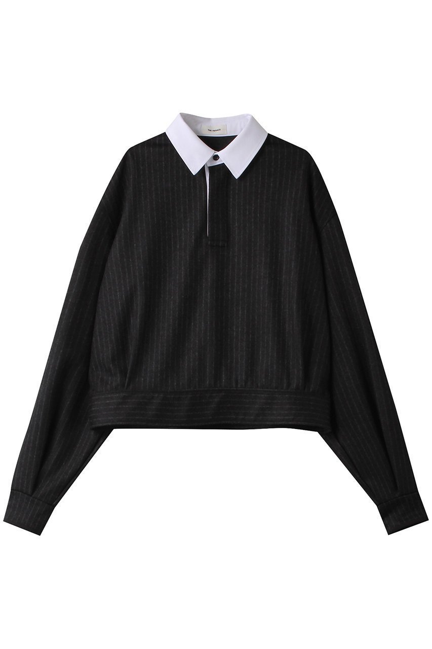 【ザ リラクス/THE RERACS】のクレリックロングスリーブショートポロシャツ インテリア・キッズ・メンズ・レディースファッション・服の通販 founy(ファニー) 　ファッション　Fashion　レディースファッション　Fashion for Women　トップス・カットソー　Cut & Sew Tops　シャツ・ブラウス・オフィスカジュアル　Elegant Blouses & Button-Ups　ポロシャツ・きれいめカジュアル　Smart-Casual Polo Tops　ストライプ　Stripe, Striped Pattern　バランス　Balance, Style Balance　ポロシャツ　Polo Shirt, Collared Tee　今季　This Season, Current Season　ブラックストライプ|ID: prp329100004607788 ipo3291000000032904823