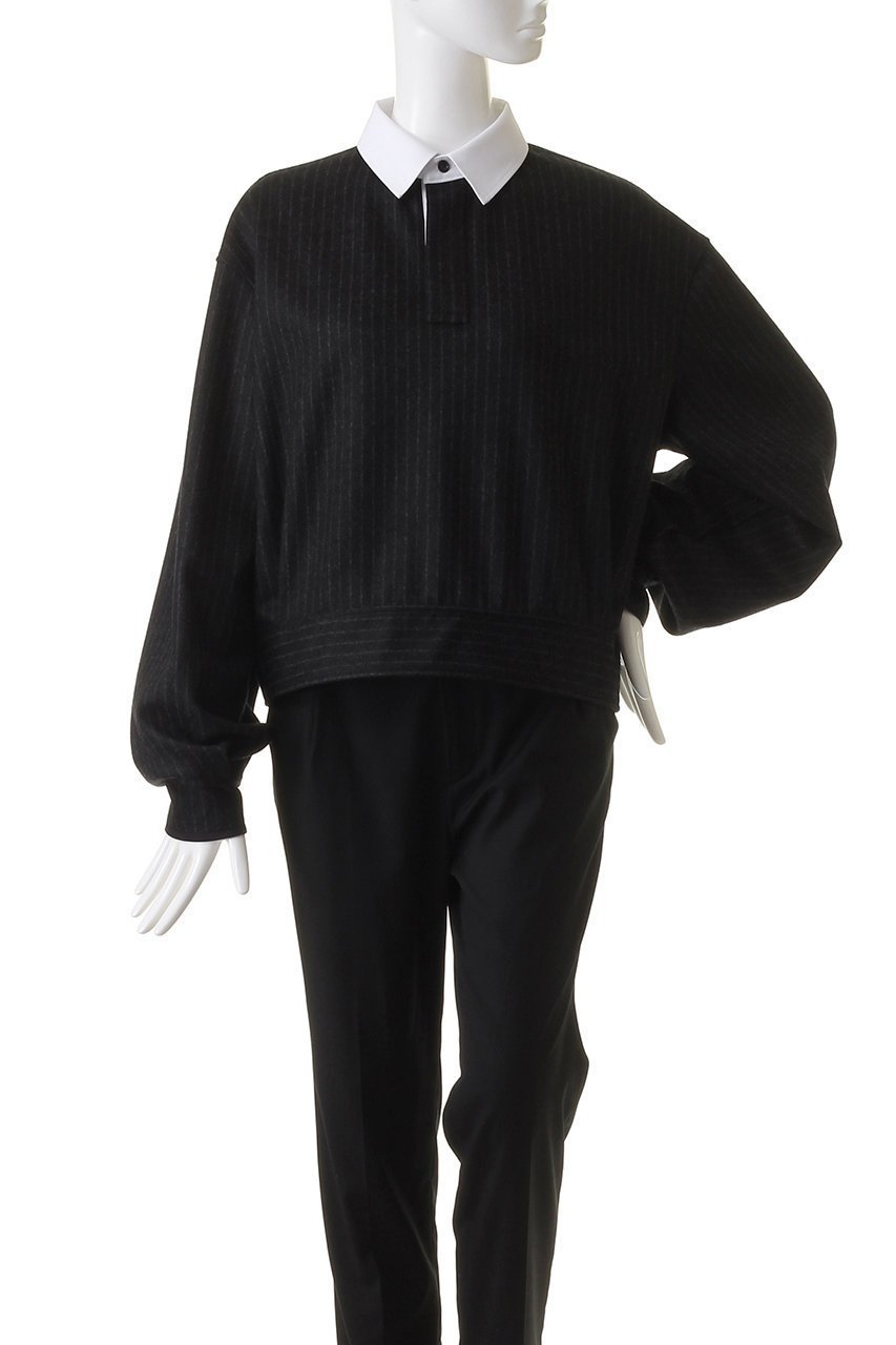 【ザ リラクス/THE RERACS】のクレリックロングスリーブショートポロシャツ 人気、トレンドファッション・服の通販 founy(ファニー) 　ファッション　Fashion　レディースファッション　Fashion for Women　トップス・カットソー　Cut & Sew Tops　シャツ・ブラウス・オフィスカジュアル　Elegant Blouses & Button-Ups　ポロシャツ・きれいめカジュアル　Smart-Casual Polo Tops　ストライプ　Stripe, Striped Pattern　バランス　Balance, Style Balance　ポロシャツ　Polo Shirt, Collared Tee　今季　This Season, Current Season　other-2|ID: prp329100004607788 ipo3291000000032904826