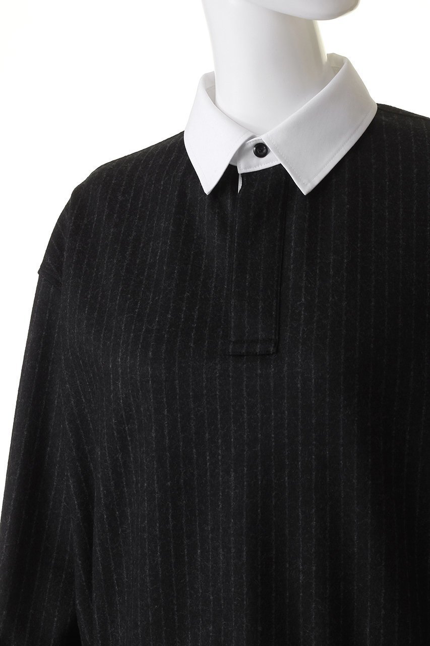 【ザ リラクス/THE RERACS】のクレリックロングスリーブショートポロシャツ 人気、トレンドファッション・服の通販 founy(ファニー) 　ファッション　Fashion　レディースファッション　Fashion for Women　トップス・カットソー　Cut & Sew Tops　シャツ・ブラウス・オフィスカジュアル　Elegant Blouses & Button-Ups　ポロシャツ・きれいめカジュアル　Smart-Casual Polo Tops　ストライプ　Stripe, Striped Pattern　バランス　Balance, Style Balance　ポロシャツ　Polo Shirt, Collared Tee　今季　This Season, Current Season　other-5|ID: prp329100004607788 ipo3291000000032904834