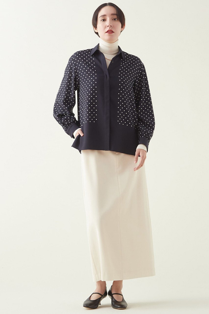【マルティニーク/martinique】のドットパネルシャツ 人気、トレンドファッション・服の通販 founy(ファニー) 　ファッション　Fashion　レディースファッション　Fashion for Women　トップス・カットソー　Cut & Sew Tops　シャツ・ブラウス・オフィスカジュアル　Elegant Blouses & Button-Ups　クラシック　Classic, Timeless Style　スカーフ　Scarf, Neckwear　スリーブ　Sleeve, Long Sleeve / Short Sleeve　ドット　Polka Dot, Dot Pattern　プリント　Print, Printed Pattern　ロング　Long, Long-Length　other-4|ID: prp329100004607798 ipo3291000000032905213