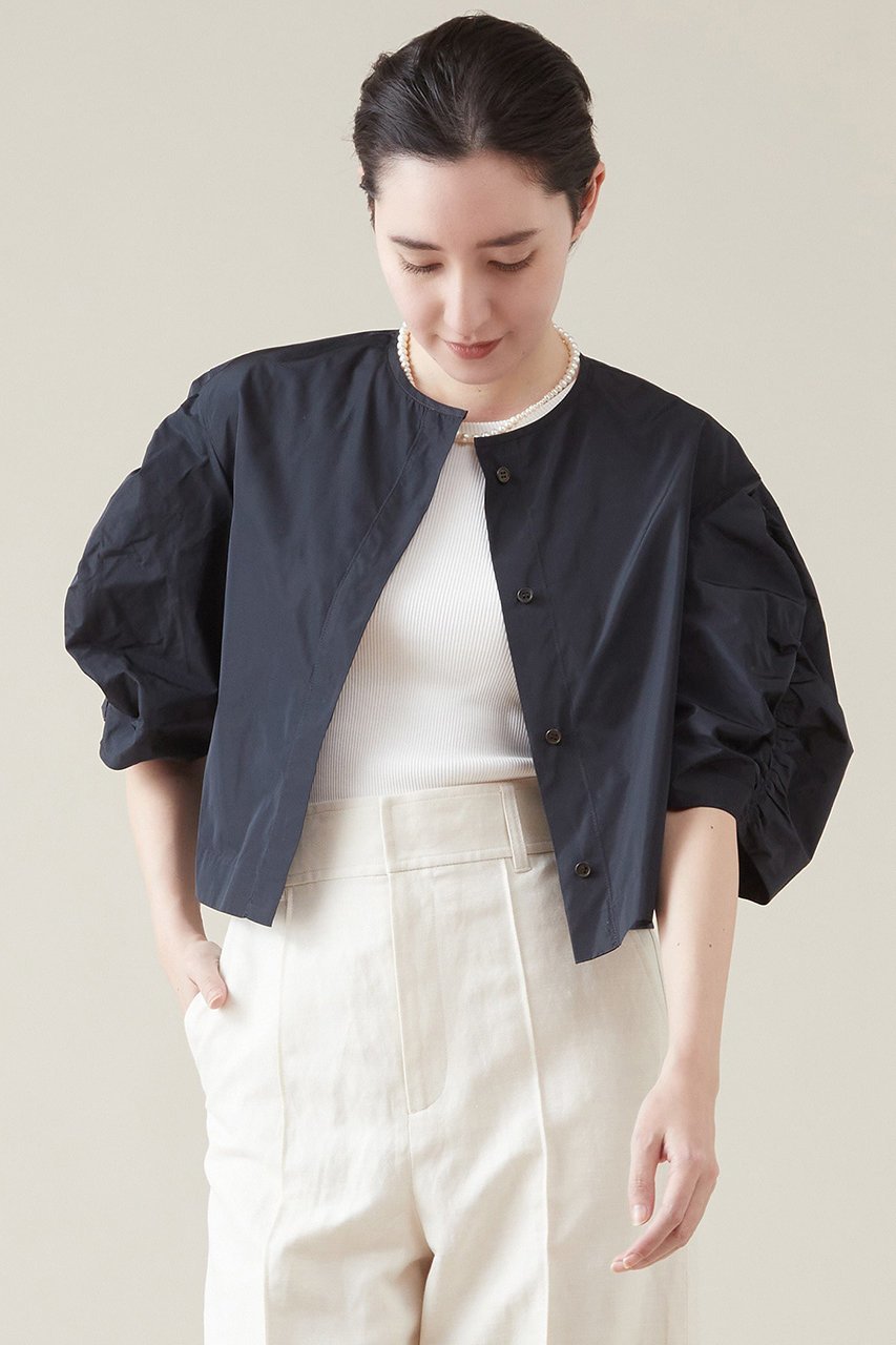 【マルティニーク/martinique】の袖ギャザーブラウス(セットアップ可) 人気、トレンドファッション・服の通販 founy(ファニー) 　ファッション　Fashion　レディースファッション　Fashion for Women　トップス・カットソー　Cut & Sew Tops　シャツ・ブラウス・オフィスカジュアル　Elegant Blouses & Button-Ups　おすすめ　Recommended / Our Picks　ギャザー　Gathered, Ruffled　クロップド　Cropped, Short Length　ショート　Short, Short Length　スリーブ　Sleeve, Long Sleeve / Short Sleeve　セットアップ　Set-Up, Coordinated Outfit　タフタ　Taffeta, Structured Fabric　半袖　Short Sleeve, Half Sleeve　定番　Standard, Basic Item　羽織　Haori, Light Jacket　 other-1|ID: prp329100004607803 ipo3291000000032905672