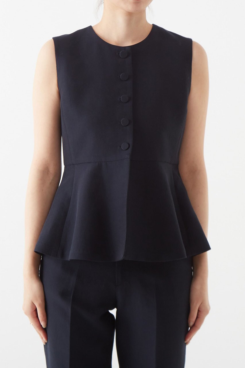 【マルティニーク/martinique】のAce/Coノーカラーペプラムブラウス(セットアップ可) 人気、トレンドファッション・服の通販 founy(ファニー) 　ファッション　Fashion　レディースファッション　Fashion for Women　トップス・カットソー　Cut & Sew Tops　キャミソール&ノースリーブ　Camisoles & Sleeveless Tops　シャツ・ブラウス・オフィスカジュアル　Elegant Blouses & Button-Ups　おすすめ　Recommended / Our Picks　セットアップ　Set-Up, Coordinated Outfit　ドレープ　Drape, Draping Fabric　ノースリーブ　Sleeveless, No-Sleeve　バランス　Balance, Style Balance　ブライト　Bright, Shiny　ペプラム　Peplum, Flared Hem　エレガント 上品　Elegant　other-6|ID: prp329100004607809 ipo3291000000032905837