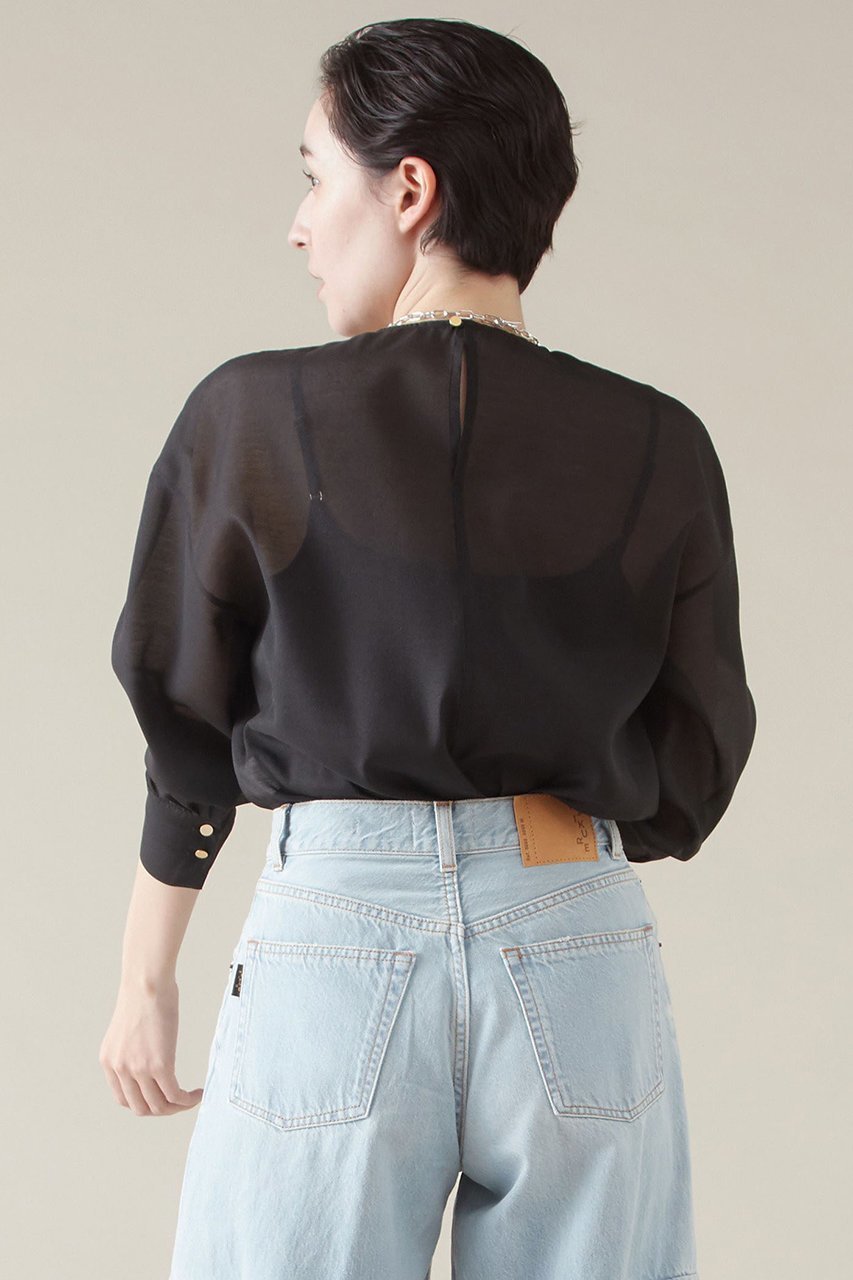 【マルティニーク/martinique】のラッフルストールオーガンブラウス 人気、トレンドファッション・服の通販 founy(ファニー) 　ファッション　Fashion　レディースファッション　Fashion for Women　トップス・カットソー　Cut & Sew Tops　オーガンジー　Organza Fabric　シアー　Sheer, See-Through　スリーブ　Sleeve, Long Sleeve / Short Sleeve　トレンド　Trend, Trending Now　フリル　Frill, Ruffle　フロント　Front, Front Design　ロング　Long, Long-Length　other-5|ID: prp329100004607810 ipo3291000000032905862