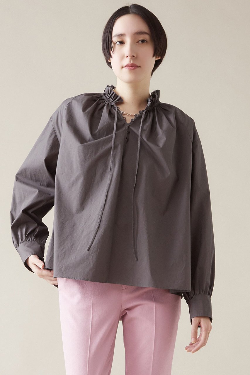 【マルティニーク/martinique】のタックカラーブラウス インテリア・キッズ・メンズ・レディースファッション・服の通販 founy(ファニー) 　ファッション　Fashion　レディースファッション　Fashion for Women　トップス・カットソー　Cut & Sew Tops　シャツ・ブラウス・オフィスカジュアル　Elegant Blouses & Button-Ups　スリーブ　Sleeve, Long Sleeve / Short Sleeve　タイプライター　Typewriter Fabric, Crisp Cotton　ロング　Long, Long-Length　スミクロ|ID: prp329100004607811 ipo3291000000032905882