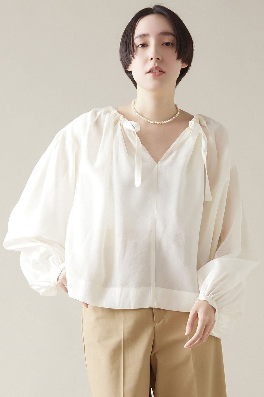 【マルティニーク/martinique】のネックギャザーブラウス 人気、トレンドファッション・服の通販 founy(ファニー) 　ファッション　Fashion　レディースファッション　Fashion for Women　トップス・カットソー　Cut & Sew Tops　シャツ・ブラウス・オフィスカジュアル　Elegant Blouses & Button-Ups　シアー　Sheer, See-Through　スリーブ　Sleeve, Long Sleeve / Short Sleeve　ロング　Long, Long-Length　 other-1|ID: prp329100004607812 ipo3291000000032905906