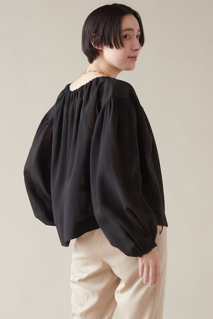 【マルティニーク/martinique】のネックギャザーブラウス 人気、トレンドファッション・服の通販 founy(ファニー) 　ファッション　Fashion　レディースファッション　Fashion for Women　トップス・カットソー　Cut & Sew Tops　シャツ・ブラウス・オフィスカジュアル　Elegant Blouses & Button-Ups　シアー　Sheer, See-Through　スリーブ　Sleeve, Long Sleeve / Short Sleeve　ロング　Long, Long-Length　other-2|ID: prp329100004607812 ipo3291000000032905917