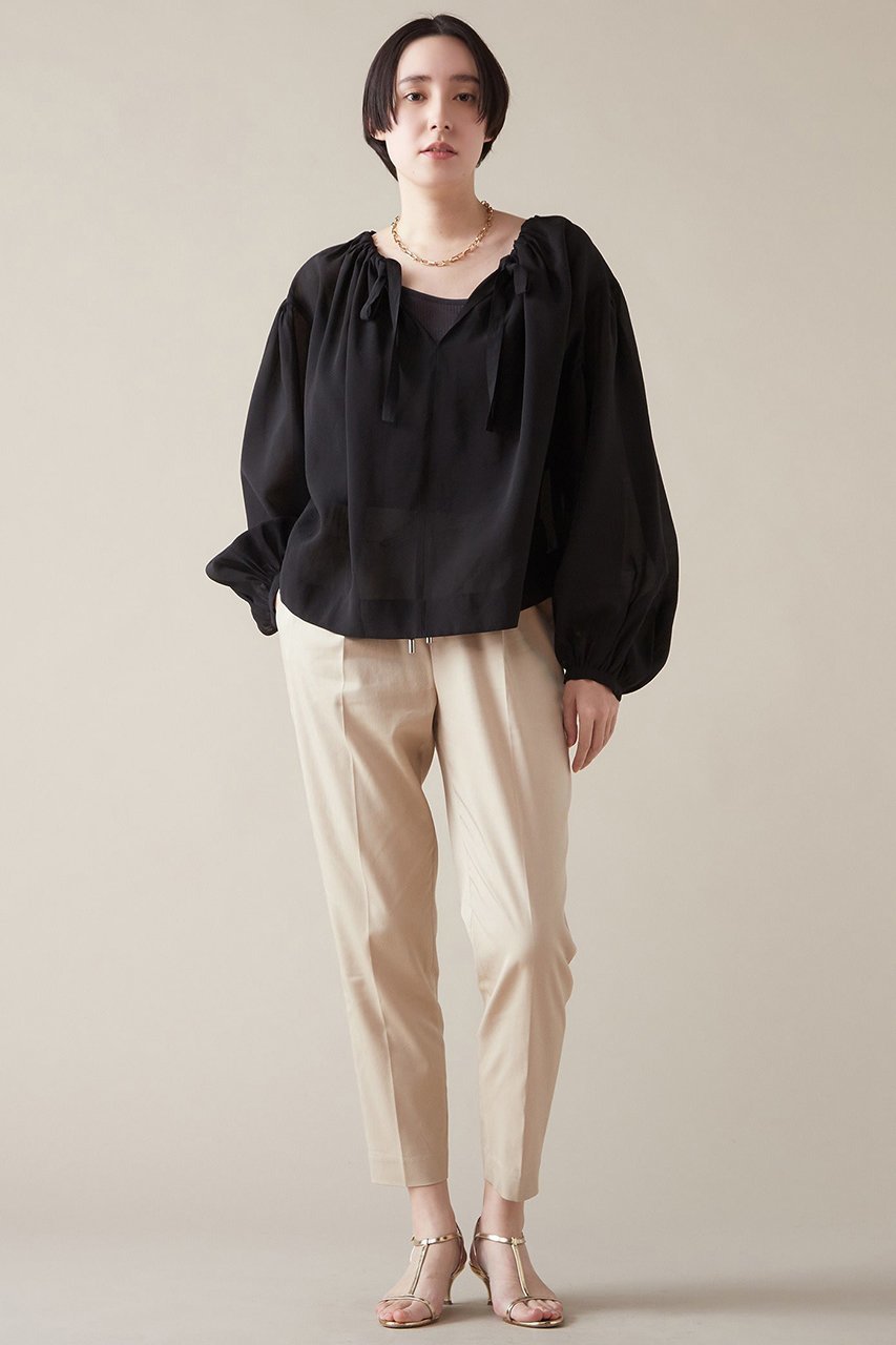 【マルティニーク/martinique】のネックギャザーブラウス 人気、トレンドファッション・服の通販 founy(ファニー) 　ファッション　Fashion　レディースファッション　Fashion for Women　トップス・カットソー　Cut & Sew Tops　シャツ・ブラウス・オフィスカジュアル　Elegant Blouses & Button-Ups　シアー　Sheer, See-Through　スリーブ　Sleeve, Long Sleeve / Short Sleeve　ロング　Long, Long-Length　other-3|ID: prp329100004607812 ipo3291000000032905920