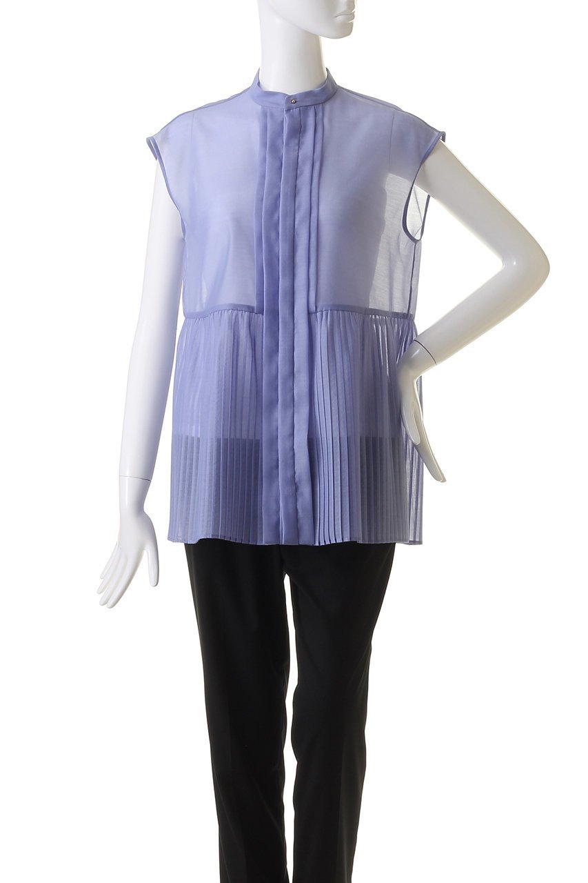 【ヒューエルミュージアム/hueLe Museum】の【STUMBLY】Sheer Pleated Blouse 人気、トレンドファッション・服の通販 founy(ファニー) 　ファッション　Fashion　レディースファッション　Fashion for Women　トップス・カットソー　Cut & Sew Tops　キャミソール&ノースリーブ　Camisoles & Sleeveless Tops　シャツ・ブラウス・オフィスカジュアル　Elegant Blouses & Button-Ups　オーガンジー　Organza Fabric　シンプル　Simple, Minimal　ノースリーブ　Sleeveless, No-Sleeve　フェミニン　Feminine, Girly　プリーツ　Pleats, Pleated　エレガント 上品　Elegant　other-2|ID: prp329100004607818 ipo3291000000032906163