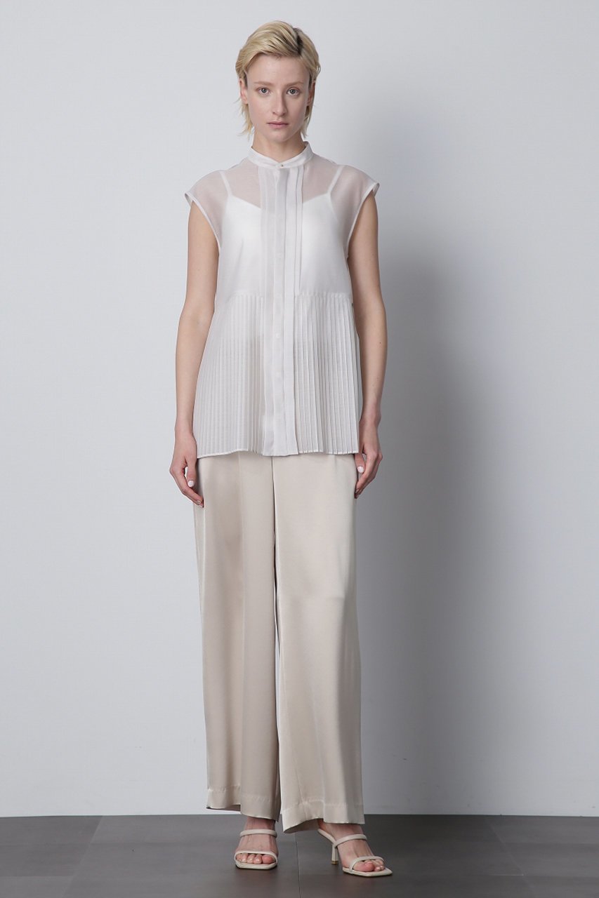 【ヒューエルミュージアム/hueLe Museum】の【STUMBLY】Sheer Pleated Blouse 人気、トレンドファッション・服の通販 founy(ファニー) 　ファッション　Fashion　レディースファッション　Fashion for Women　トップス・カットソー　Cut & Sew Tops　キャミソール&ノースリーブ　Camisoles & Sleeveless Tops　シャツ・ブラウス・オフィスカジュアル　Elegant Blouses & Button-Ups　オーガンジー　Organza Fabric　シンプル　Simple, Minimal　ノースリーブ　Sleeveless, No-Sleeve　フェミニン　Feminine, Girly　プリーツ　Pleats, Pleated　エレガント 上品　Elegant　other-7|ID: prp329100004607818 ipo3291000000032906177