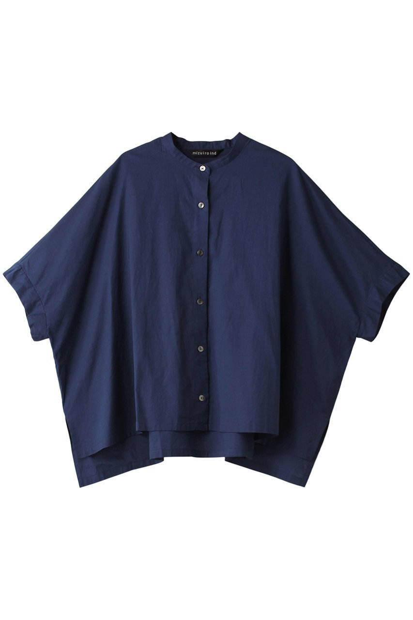【ミズイロ インド/mizuiro ind】のstand collar wide shirt シャツ インテリア・キッズ・メンズ・レディースファッション・服の通販 founy(ファニー) 　ファッション　Fashion　レディースファッション　Fashion for Women　トップス・カットソー　Cut & Sew Tops　シャツ・ブラウス・オフィスカジュアル　Elegant Blouses & Button-Ups　コンパクト　Compact, Small Size　サマー　Summer, Summer Style　ショート　Short, Short Length　スタンド　Stand Collar, Upright Stand　スリーブ　Sleeve, Long Sleeve / Short Sleeve　ハーフ　Half, Half-Length　リネン　Linen, Linen Fabric　ワイド　Wide, Wide Fit　定番　Standard, Basic Item　blue|ID: prp329100004607819 ipo3291000000032906219