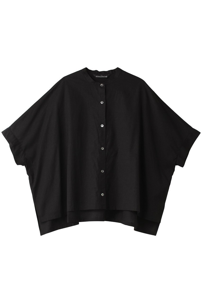 【ミズイロ インド/mizuiro ind】のstand collar wide shirt シャツ インテリア・キッズ・メンズ・レディースファッション・服の通販 founy(ファニー) 　ファッション　Fashion　レディースファッション　Fashion for Women　トップス・カットソー　Cut & Sew Tops　シャツ・ブラウス・オフィスカジュアル　Elegant Blouses & Button-Ups　コンパクト　Compact, Small Size　サマー　Summer, Summer Style　ショート　Short, Short Length　スタンド　Stand Collar, Upright Stand　スリーブ　Sleeve, Long Sleeve / Short Sleeve　ハーフ　Half, Half-Length　リネン　Linen, Linen Fabric　ワイド　Wide, Wide Fit　定番　Standard, Basic Item　black|ID: prp329100004607819 ipo3291000000032906222