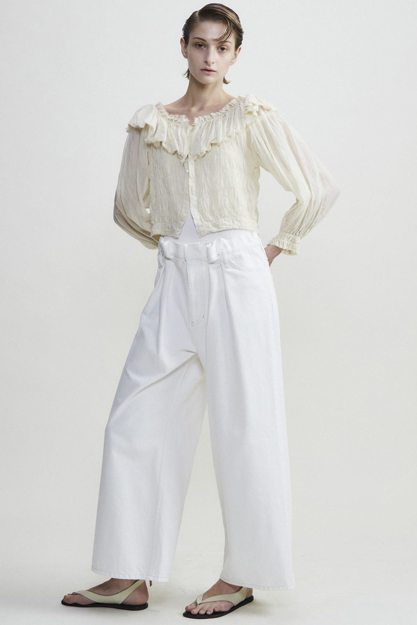 【カレンテージ/CURRENTAGE】のラッフルシャツ インテリア・キッズ・メンズ・レディースファッション・服の通販 founy(ファニー) 　ファッション　Fashion　レディースファッション　Fashion for Women　トップス・カットソー　Cut & Sew Tops　シャツ・ブラウス・オフィスカジュアル　Elegant Blouses & Button-Ups　おすすめ　Recommended / Our Picks　オーガンジー　Organza Fabric　カットオフ　Cut-Off Design　ギャザー　Gathered, Ruffled　クラシック　Classic, Timeless Style　スリーブ　Sleeve, Long Sleeve / Short Sleeve　モダン　Modern, Contemporary　ラッフル　Ruffle, Frill　ロング　Long, Long-Length　ヴィンテージ　Vintage Style　羽織　Haori, Light Jacket　ホワイト|ID: prp329100004607821 ipo3291000000032906299