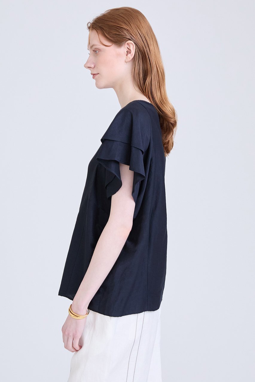 【ハウス オブ ロータス/HOUSE OF LOTUS】のリネンレーヨンフリルブラウス 人気、トレンドファッション・服の通販 founy(ファニー) 　ファッション　Fashion　レディースファッション　Fashion for Women　トップス・カットソー　Cut & Sew Tops　シャツ・ブラウス・オフィスカジュアル　Elegant Blouses & Button-Ups　ショート　Short, Short Length　スリーブ　Sleeve, Long Sleeve / Short Sleeve　タンブラー　Tumbler, Travel Mug　フェミニン　Feminine, Girly　フリル　Frill, Ruffle　リネン　Linen, Linen Fabric　other-2|ID: prp329100004607827 ipo3291000000032906924