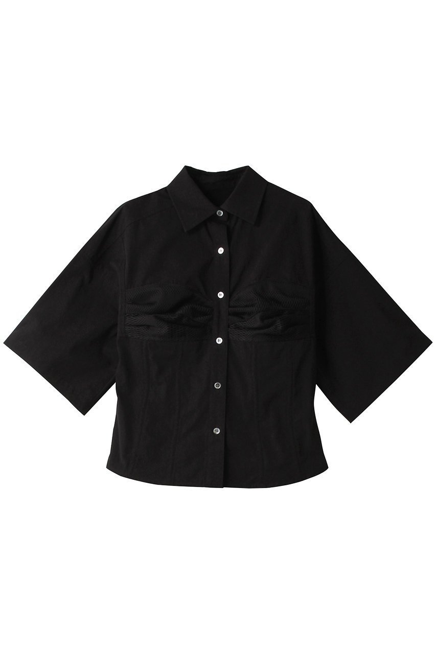【プランク プロジェクト/PRANK PROJECT】のレースビスチェシャツ / Lace Bustier Shirt インテリア・キッズ・メンズ・レディースファッション・服の通販 founy(ファニー) 　ファッション　Fashion　レディースファッション　Fashion for Women　トップス・カットソー　Cut & Sew Tops　シャツ・ブラウス・オフィスカジュアル　Elegant Blouses & Button-Ups　ビスチェ　Bustiers & Corset Tops / Layered Bustier Style　おすすめ　Recommended / Our Picks　カッティング　Cutting Detail　ショート　Short, Short Length　スリーブ　Sleeve, Long Sleeve / Short Sleeve　タイプライター　Typewriter Fabric, Crisp Cotton　タンブラー　Tumbler, Travel Mug　ビスチェ　Bustier, Corset Top　フリンジ　Fringe, Tassel　メッシュ　Mesh, Net Fabric　リネン　Linen, Linen Fabric　レース　Lace, Lace Fabric　BLK(ブラック)|ID: prp329100004607829 ipo3291000000032907519