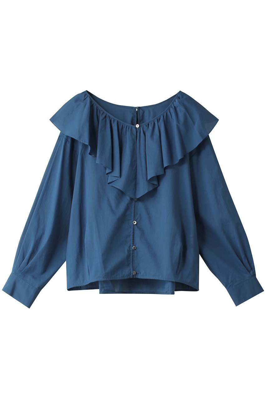 【スリー ドッツ/three dots】のコットンローン フレアカラーシャツ インテリア・キッズ・メンズ・レディースファッション・服の通販 founy(ファニー) 　ファッション　Fashion　レディースファッション　Fashion for Women　トップス・カットソー　Cut & Sew Tops　シャツ・ブラウス・オフィスカジュアル　Elegant Blouses & Button-Ups　おすすめ　Recommended / Our Picks　スリーブ　Sleeve, Long Sleeve / Short Sleeve　デコルテ　Décolleté, Neckline　フレア　Flare, Flared　ロング　Long, Long-Length　エレガント 上品　Elegant　スモーキーロイヤル|ID: prp329100004607832 ipo3291000000032908152