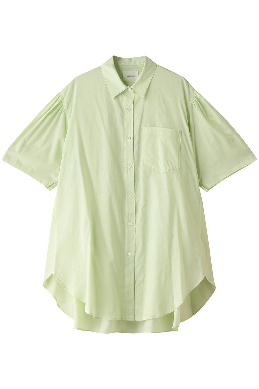 【ミディウミソリッド/MIDIUMISOLID】のhalf slv wide shirt シャツ インテリア・キッズ・メンズ・レディースファッション・服の通販 founy(ファニー) 　ファッション　Fashion　レディースファッション　Fashion for Women　トップス・カットソー　Cut & Sew Tops　シャツ・ブラウス・オフィスカジュアル　Elegant Blouses & Button-Ups　ショート　Short, Short Length　スリーブ　Sleeve, Long Sleeve / Short Sleeve　ワイド　Wide, Wide Fit　green|ID: prp329100004607833 ipo3291000000032908171