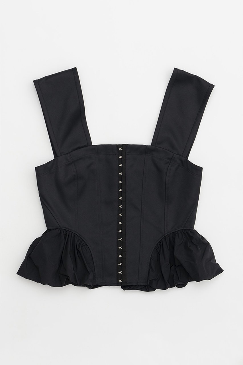 【プランク プロジェクト/PRANK PROJECT】のメモリーサテンコルセット / Memory Satin Corset インテリア・キッズ・メンズ・レディースファッション・服の通販 founy(ファニー) 　ファッション　Fashion　レディースファッション　Fashion for Women　トップス・カットソー　Cut & Sew Tops　キャミソール&ノースリーブ　Camisoles & Sleeveless Tops　シャツ・ブラウス・オフィスカジュアル　Elegant Blouses & Button-Ups　サテン　Satin, Glossy Fabric　センター　Center, Center Line　タフタ　Taffeta, Structured Fabric　ノースリーブ　Sleeveless, No-Sleeve　フロント　Front, Front Design　ミックス　Mix, Mixed Style　BLK(ブラック)|ID: prp329100004607841 ipo3291000000032909674