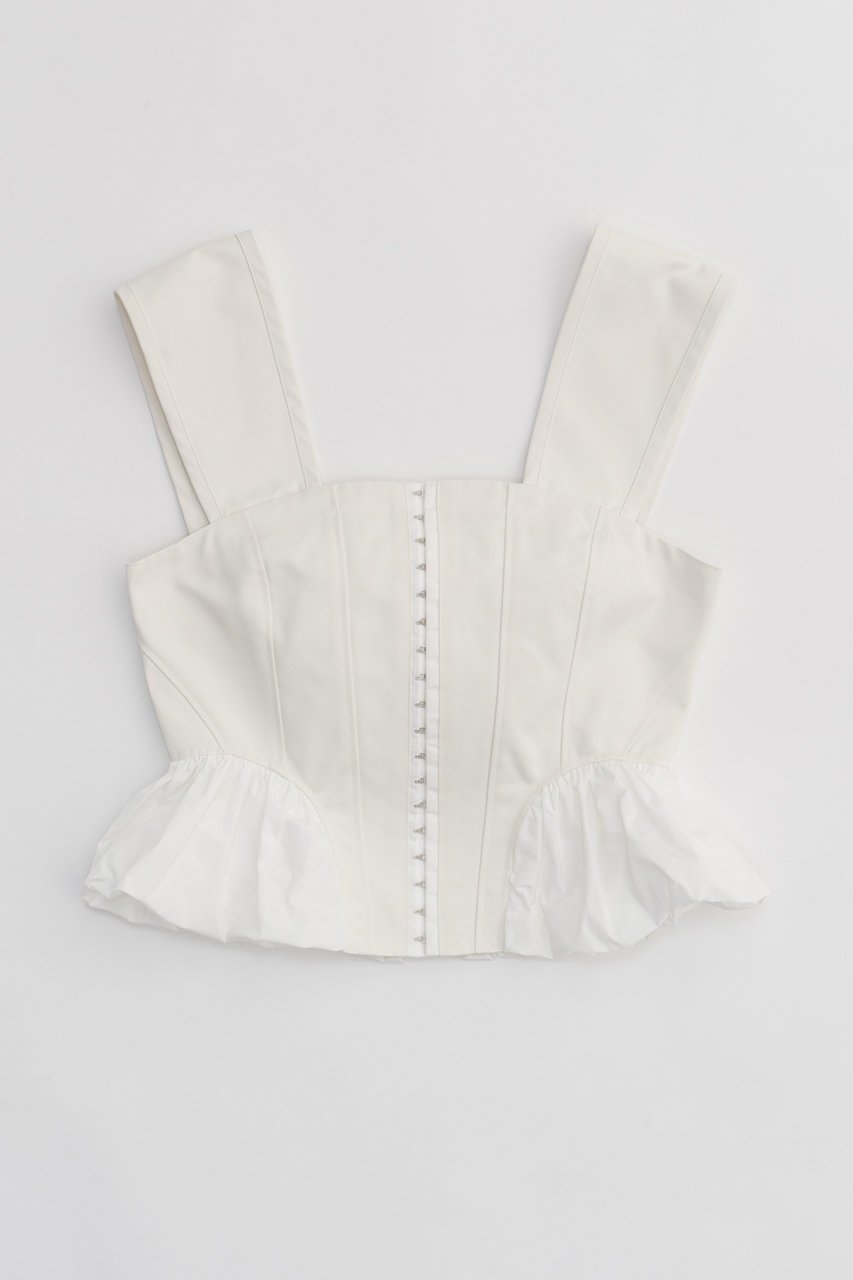 【プランク プロジェクト/PRANK PROJECT】のメモリーサテンコルセット / Memory Satin Corset インテリア・キッズ・メンズ・レディースファッション・服の通販 founy(ファニー) 　ファッション　Fashion　レディースファッション　Fashion for Women　トップス・カットソー　Cut & Sew Tops　キャミソール&ノースリーブ　Camisoles & Sleeveless Tops　シャツ・ブラウス・オフィスカジュアル　Elegant Blouses & Button-Ups　サテン　Satin, Glossy Fabric　センター　Center, Center Line　タフタ　Taffeta, Structured Fabric　ノースリーブ　Sleeveless, No-Sleeve　フロント　Front, Front Design　ミックス　Mix, Mixed Style　WHT(ホワイト)|ID: prp329100004607841 ipo3291000000032909677