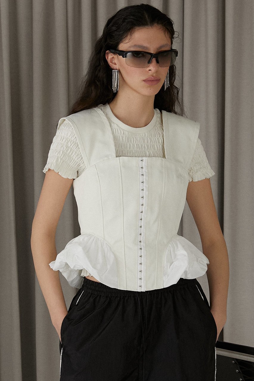 【プランク プロジェクト/PRANK PROJECT】のメモリーサテンコルセット / Memory Satin Corset 人気、トレンドファッション・服の通販 founy(ファニー) 　ファッション　Fashion　レディースファッション　Fashion for Women　トップス・カットソー　Cut & Sew Tops　キャミソール&ノースリーブ　Camisoles & Sleeveless Tops　シャツ・ブラウス・オフィスカジュアル　Elegant Blouses & Button-Ups　サテン　Satin, Glossy Fabric　センター　Center, Center Line　タフタ　Taffeta, Structured Fabric　ノースリーブ　Sleeveless, No-Sleeve　フロント　Front, Front Design　ミックス　Mix, Mixed Style　other-3|ID: prp329100004607841 ipo3291000000032909683