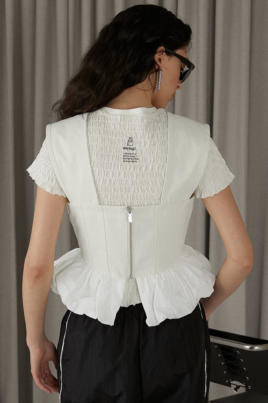 【プランク プロジェクト/PRANK PROJECT】のメモリーサテンコルセット / Memory Satin Corset 人気、トレンドファッション・服の通販 founy(ファニー) 　ファッション　Fashion　レディースファッション　Fashion for Women　トップス・カットソー　Cut & Sew Tops　キャミソール&ノースリーブ　Camisoles & Sleeveless Tops　シャツ・ブラウス・オフィスカジュアル　Elegant Blouses & Button-Ups　サテン　Satin, Glossy Fabric　センター　Center, Center Line　タフタ　Taffeta, Structured Fabric　ノースリーブ　Sleeveless, No-Sleeve　フロント　Front, Front Design　ミックス　Mix, Mixed Style　other-5|ID: prp329100004607841 ipo3291000000032909689
