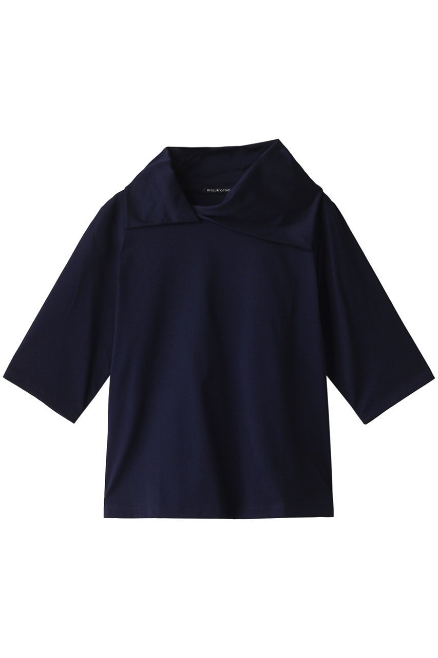 【ミズイロ インド/mizuiro ind】のdrape collar P/O プルオーバー インテリア・キッズ・メンズ・レディースファッション・服の通販 founy(ファニー) 　ファッション　Fashion　レディースファッション　Fashion for Women　トップス・カットソー　Cut & Sew Tops　シャツ・ブラウス・オフィスカジュアル　Elegant Blouses & Button-Ups　カジュアルプルオーバー・ニットトップス　Pullovers & Knit Tops / Casual Pullovers　ショート　Short, Short Length　スリーブ　Sleeve, Long Sleeve / Short Sleeve　ボトム　Bottoms, Lower Wear　エレガント 上品　Elegant　navy|ID: prp329100004607864 ipo3291000000032911098