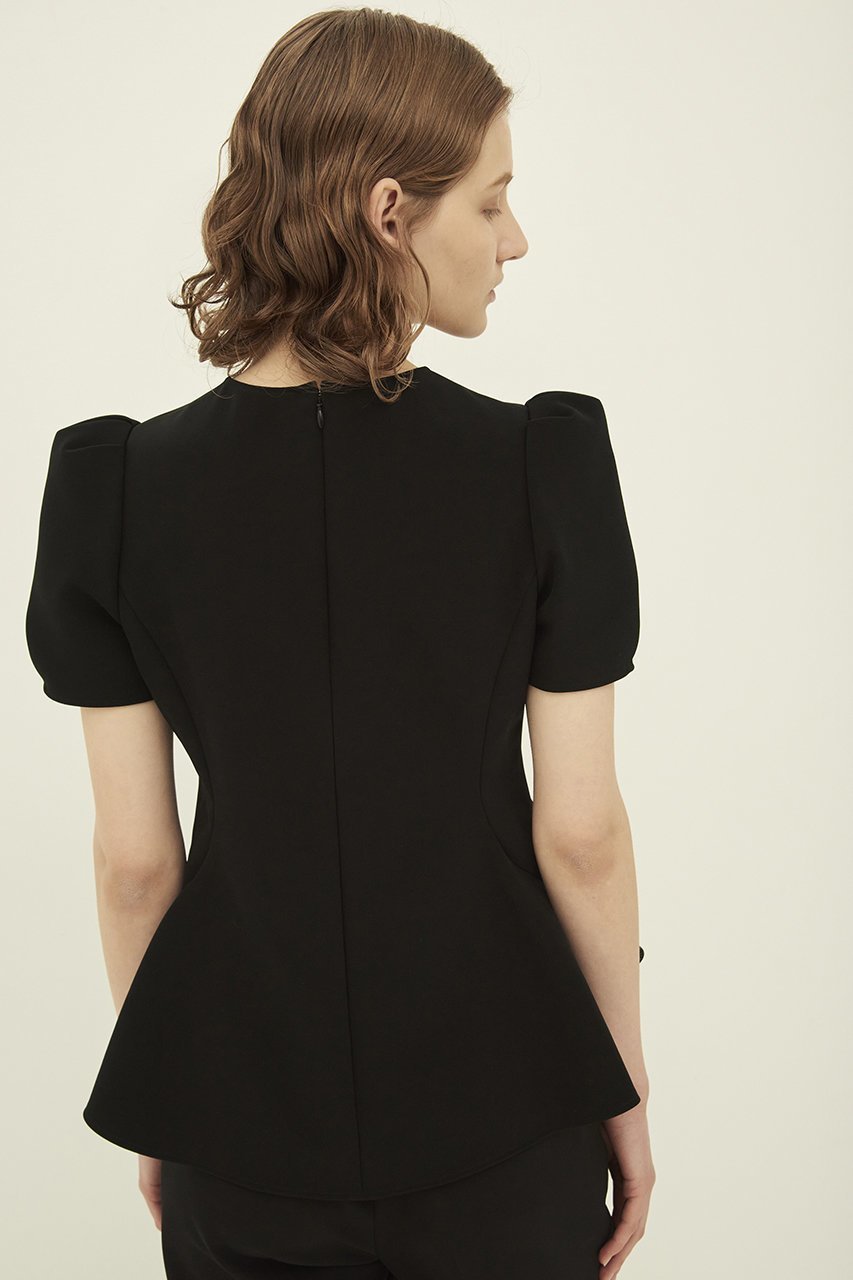 【エムダブリュー/MW】のペプラム パフスリーブ ブラウス 人気、トレンドファッション・服の通販 founy(ファニー) 　ファッション　Fashion　レディースファッション　Fashion for Women　トップス・カットソー　Cut & Sew Tops　シャツ・ブラウス・オフィスカジュアル　Elegant Blouses & Button-Ups　おすすめ　Recommended / Our Picks　ショート　Short, Short Length　ストレッチ　Stretch, Stretchy Fabric　スリーブ　Sleeve, Long Sleeve / Short Sleeve　セットアップ　Set-Up, Coordinated Outfit　ペプラム　Peplum, Flared Hem　other-7|ID: prp329100004607868 ipo3291000000032911358