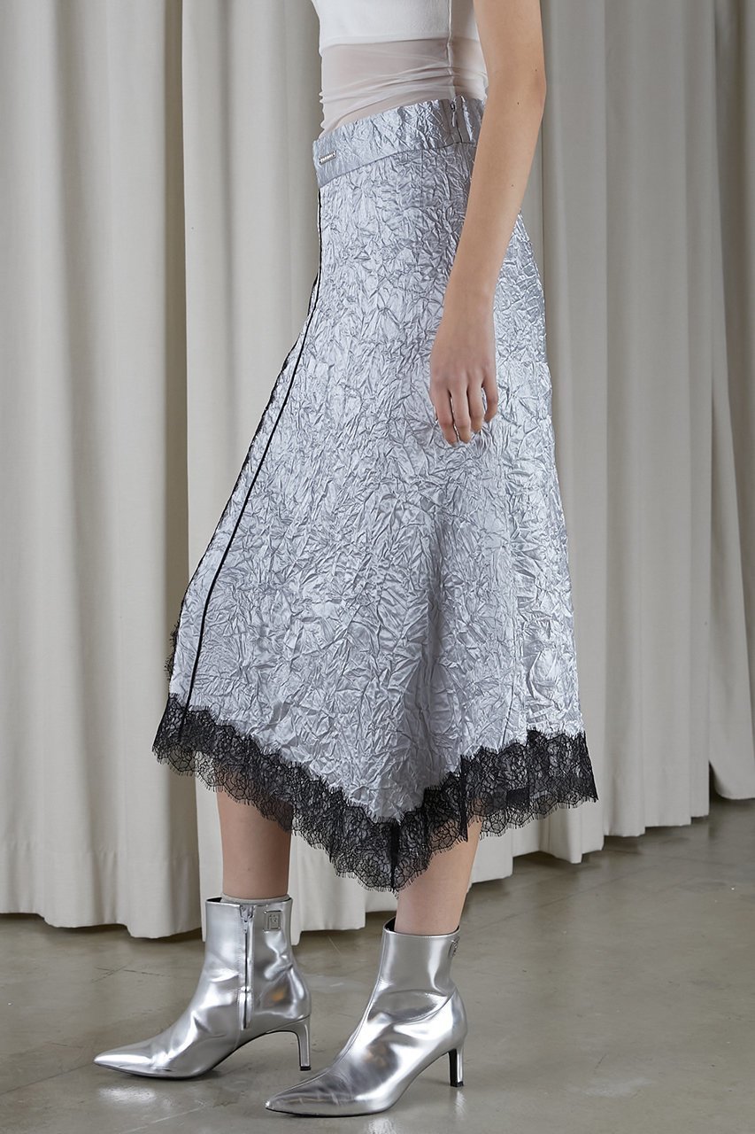 【プランク プロジェクト/PRANK PROJECT】のワッシャーサテンレーストリムスカート / Washed Satin Lace Trim Skirt 人気、トレンドファッション・服の通販 founy(ファニー) 　ファッション　Fashion　レディースファッション　Fashion for Women　スカート　Skirts　ロングスカート　Long Skirts / Maxi & Midi Skirts　イレギュラー　Irregular Design　サテン　Satin, Glossy Fabric　トリミング　Trimming, Decorative Edge　パーティ　Party, Party Style　レース　Lace, Lace Fabric　ロング　Long, Long-Length　ワッシャー　Washer, Crinkled Finish　other-6|ID: prp329100004607870 ipo3291000000035057362