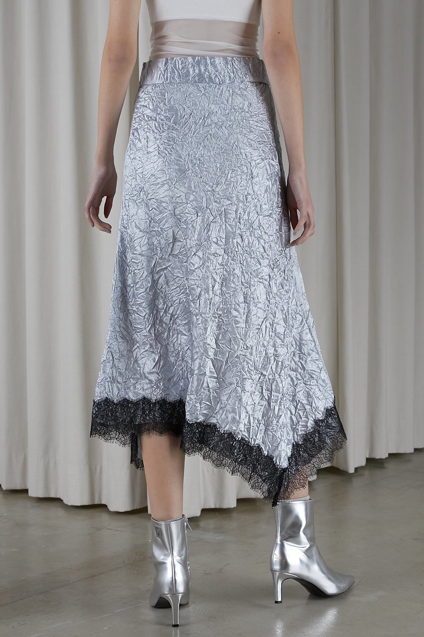 【プランク プロジェクト/PRANK PROJECT】のワッシャーサテンレーストリムスカート / Washed Satin Lace Trim Skirt 人気、トレンドファッション・服の通販 founy(ファニー) 　ファッション　Fashion　レディースファッション　Fashion for Women　スカート　Skirts　ロングスカート　Long Skirts / Maxi & Midi Skirts　イレギュラー　Irregular Design　サテン　Satin, Glossy Fabric　トリミング　Trimming, Decorative Edge　パーティ　Party, Party Style　レース　Lace, Lace Fabric　ロング　Long, Long-Length　ワッシャー　Washer, Crinkled Finish　other-7|ID: prp329100004607870 ipo3291000000035057363