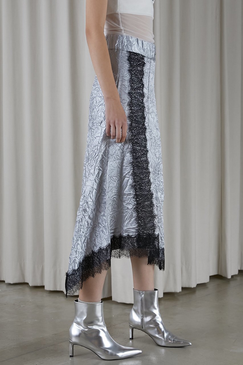 【プランク プロジェクト/PRANK PROJECT】のワッシャーサテンレーストリムスカート / Washed Satin Lace Trim Skirt 人気、トレンドファッション・服の通販 founy(ファニー) 　ファッション　Fashion　レディースファッション　Fashion for Women　スカート　Skirts　ロングスカート　Long Skirts / Maxi & Midi Skirts　イレギュラー　Irregular Design　サテン　Satin, Glossy Fabric　トリミング　Trimming, Decorative Edge　パーティ　Party, Party Style　レース　Lace, Lace Fabric　ロング　Long, Long-Length　ワッシャー　Washer, Crinkled Finish　other-8|ID: prp329100004607870 ipo3291000000035057364