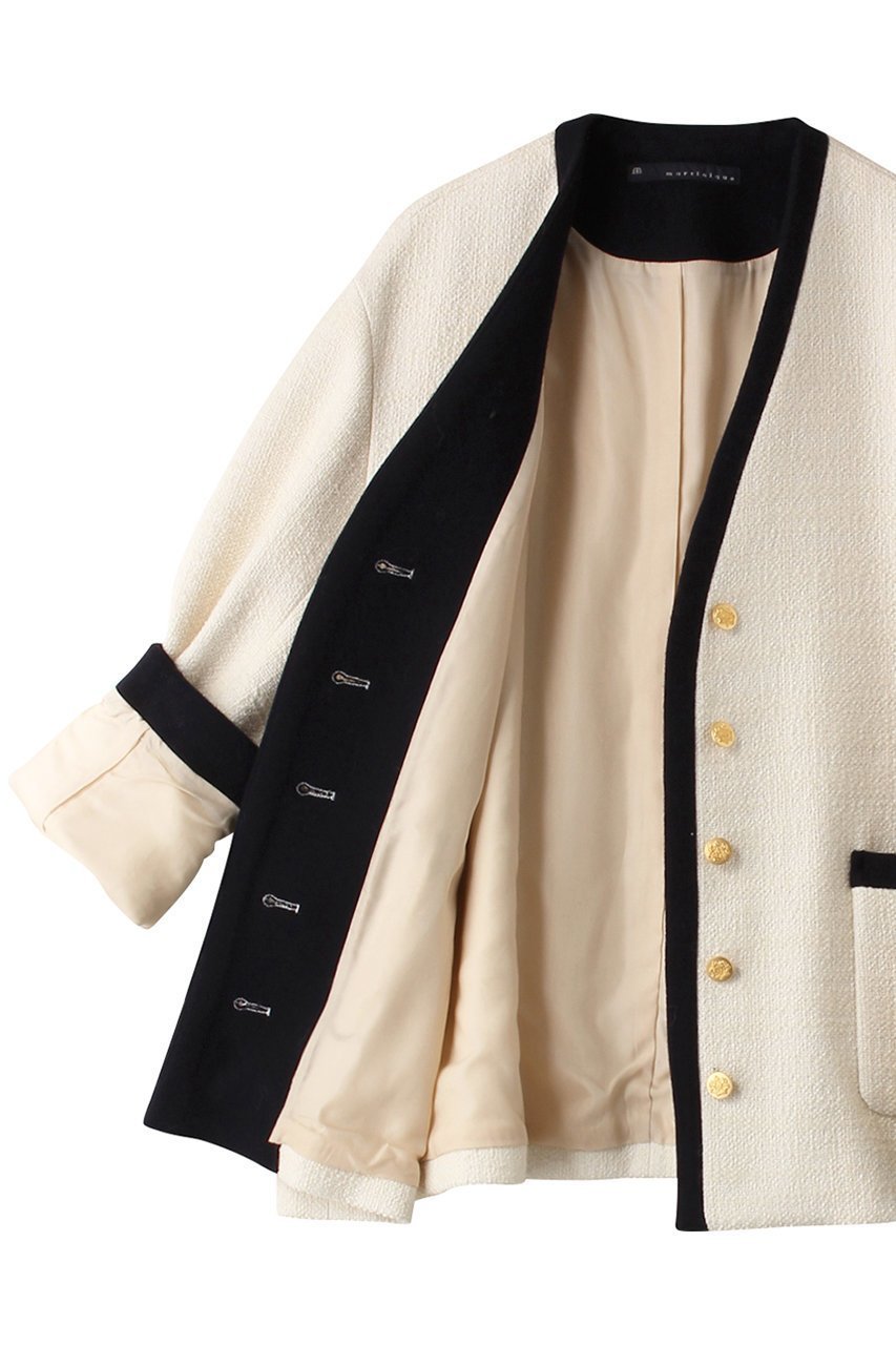 【マルティニーク/martinique】のツイードコート 人気、トレンドファッション・服の通販 founy(ファニー) 　ファッション　Fashion　レディースファッション　Fashion for Women　アウター　Coat / Outerwear Collection　コート・ロングコート・ピーコート　Long Coats, Peacoats & More　カーディガン　Cardigan, Knitwear　ショート　Short, Short Length　ジャケット　Jacket, Outerwear　ツイード　Twill, Twill Weave　トリミング　Trimming, Decorative Edge　other-6|ID: prp329100004607889 ipo3291000000032912133