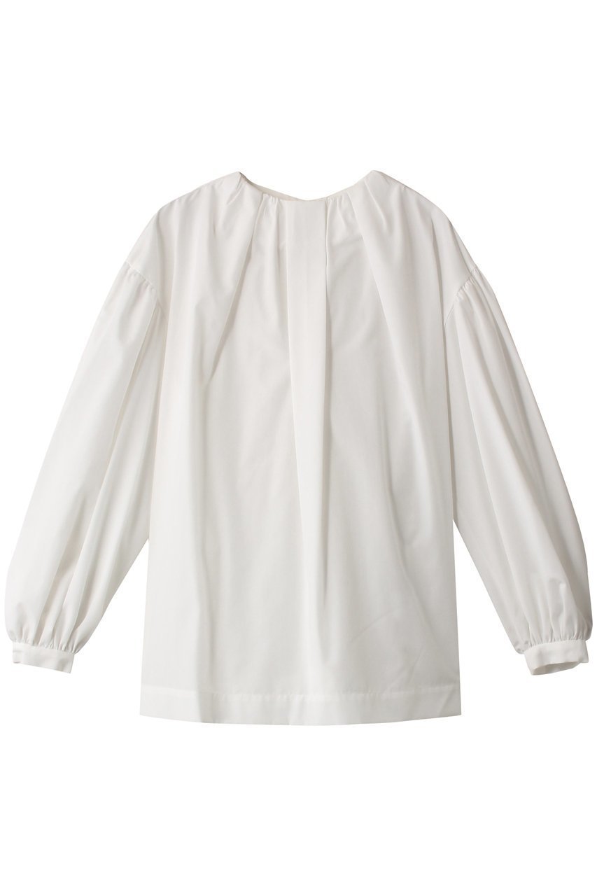 【エリオポール/heliopole】のギャザードネックブラウス インテリア・キッズ・メンズ・レディースファッション・服の通販 founy(ファニー) 　ファッション　Fashion　レディースファッション　Fashion for Women　トップス・カットソー　Cut & Sew Tops　シャツ・ブラウス・オフィスカジュアル　Elegant Blouses & Button-Ups　ギャザー　Gathered, Ruffled　スリーブ　Sleeve, Long Sleeve / Short Sleeve　フロント　Front, Front Design　ブロード　Broadcloth, Fine Cotton　ロング　Long, Long-Length　ホワイト|ID: prp329100004607891 ipo3291000000036140892