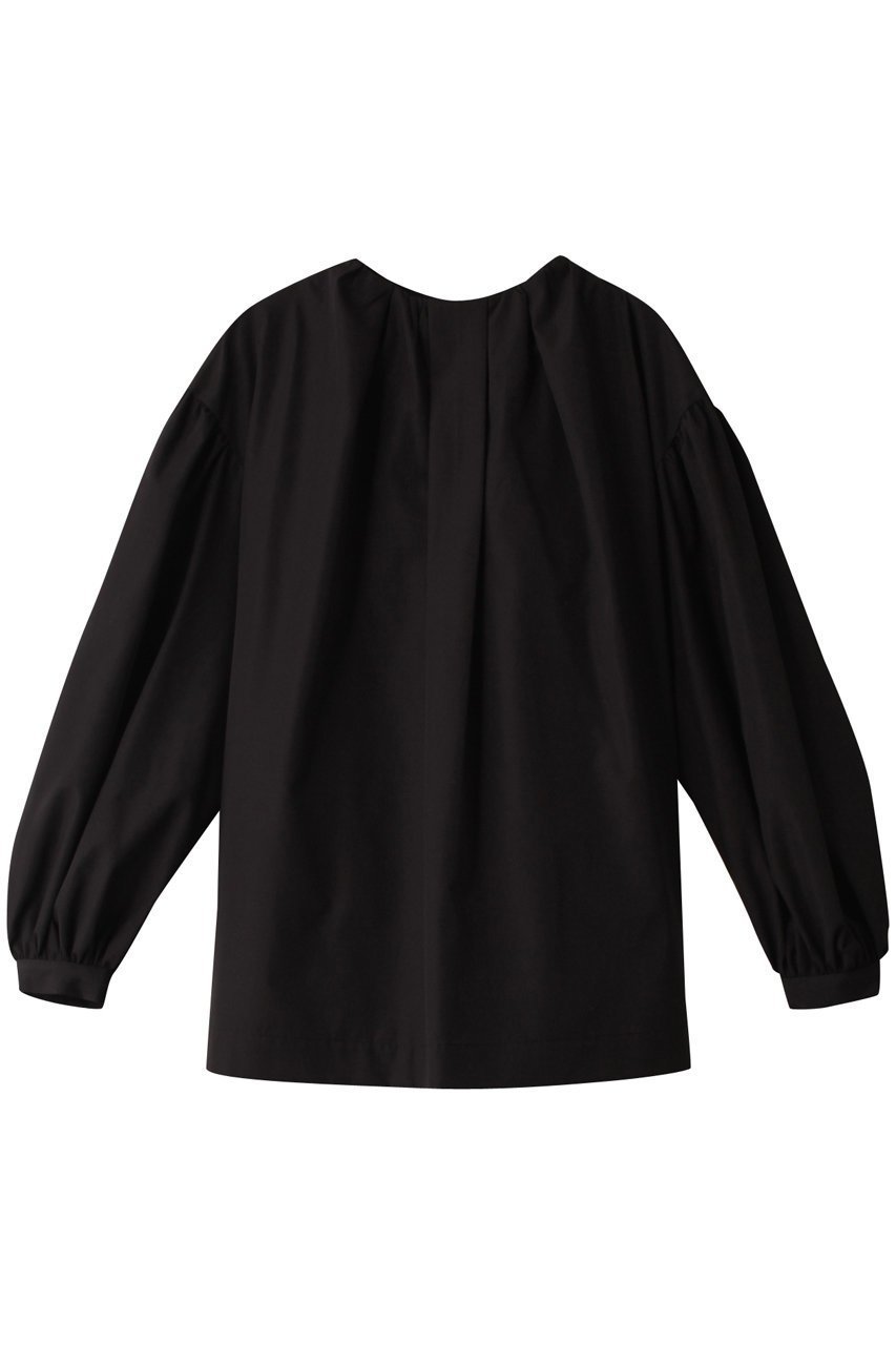 【エリオポール/heliopole】のギャザードネックブラウス インテリア・キッズ・メンズ・レディースファッション・服の通販 founy(ファニー) 　ファッション　Fashion　レディースファッション　Fashion for Women　トップス・カットソー　Cut & Sew Tops　シャツ・ブラウス・オフィスカジュアル　Elegant Blouses & Button-Ups　ギャザー　Gathered, Ruffled　スリーブ　Sleeve, Long Sleeve / Short Sleeve　フロント　Front, Front Design　ブロード　Broadcloth, Fine Cotton　ロング　Long, Long-Length　ブラック|ID: prp329100004607891 ipo3291000000036140893