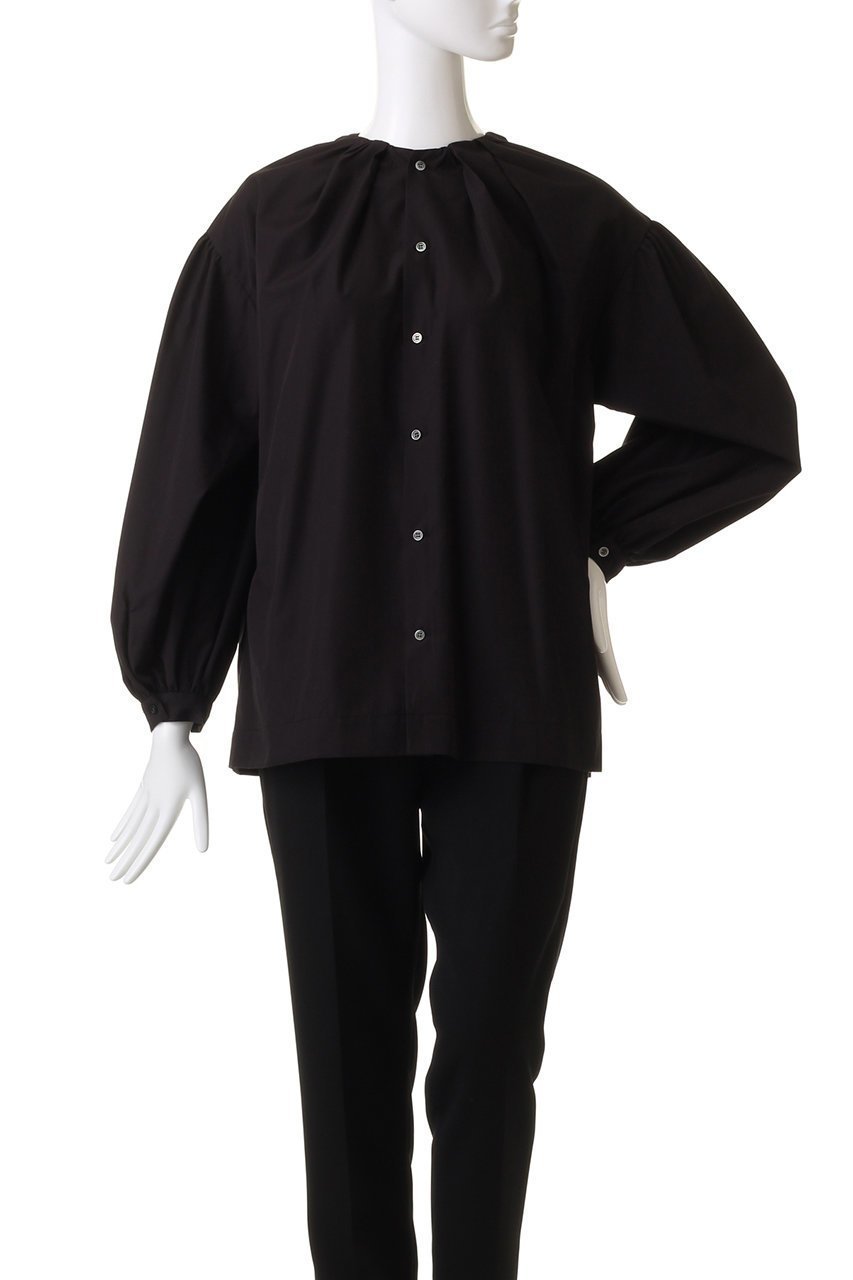 【エリオポール/heliopole】のギャザードネックブラウス 人気、トレンドファッション・服の通販 founy(ファニー) 　ファッション　Fashion　レディースファッション　Fashion for Women　トップス・カットソー　Cut & Sew Tops　シャツ・ブラウス・オフィスカジュアル　Elegant Blouses & Button-Ups　ギャザー　Gathered, Ruffled　スリーブ　Sleeve, Long Sleeve / Short Sleeve　フロント　Front, Front Design　ブロード　Broadcloth, Fine Cotton　ロング　Long, Long-Length　other-6|ID: prp329100004607891 ipo3291000000036140898